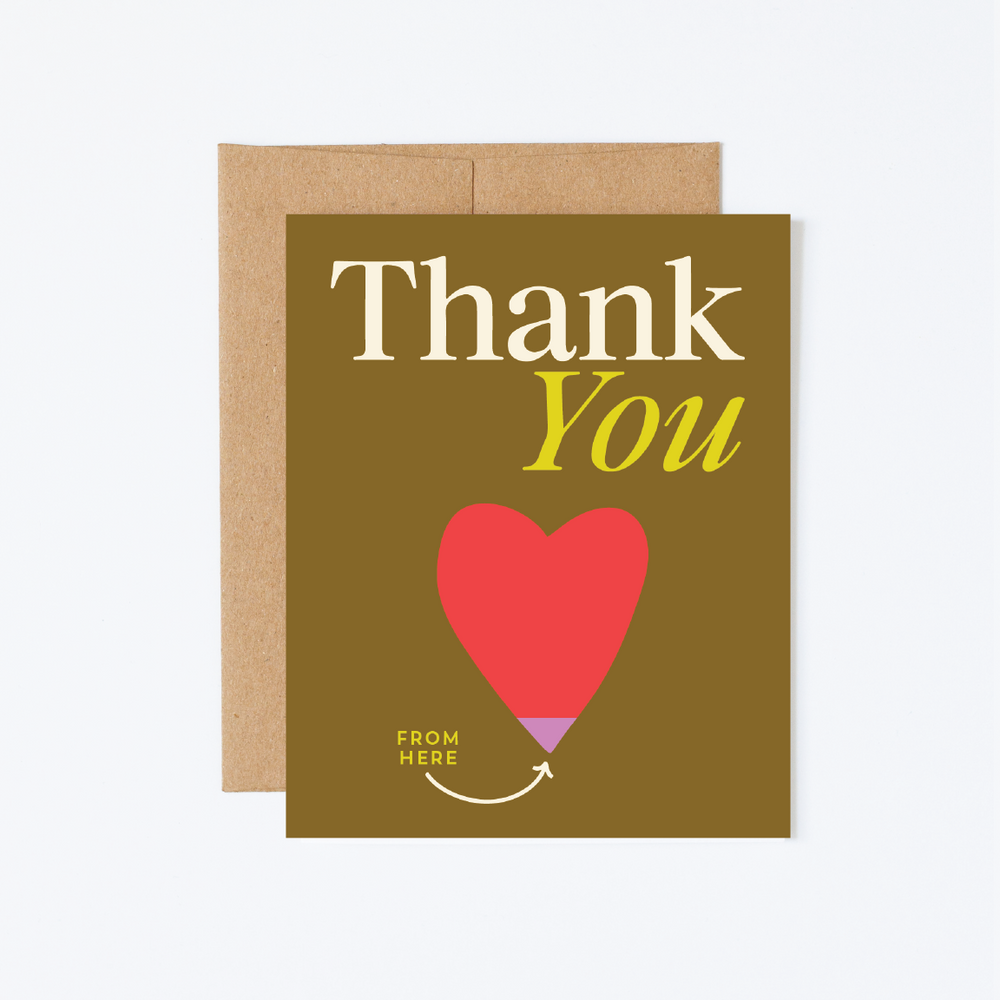 Bottom Of My Heart Thank You Greeting Card