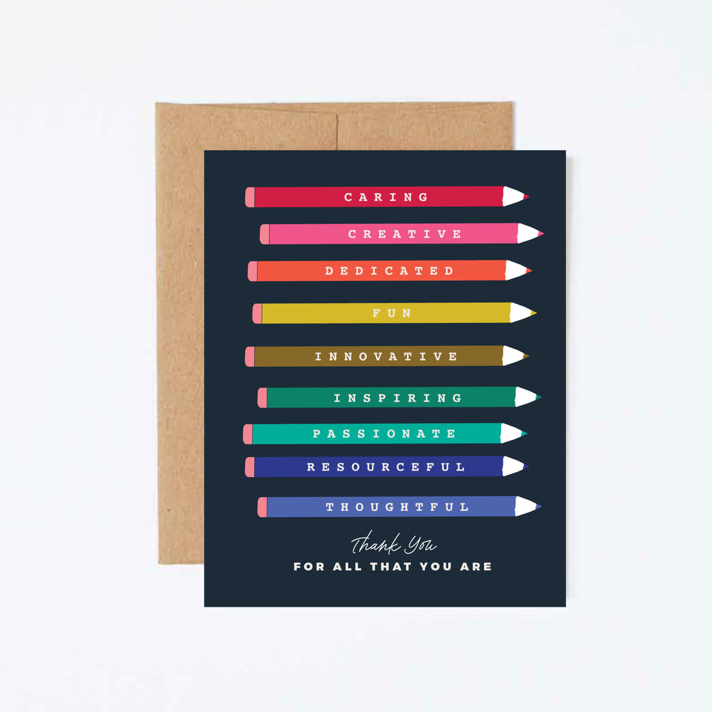 Colorful Pencils Teacher Appreciation Greeting Card